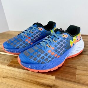 Hoka One One ClaytonTrail Running‎ Shoes Sneakers Blue Orange Women's 8